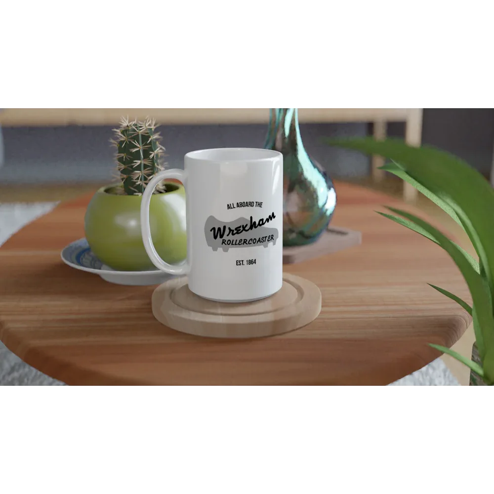 All Aboard the Wrexham Rollercoaster 15oz Ceramic Mug - Wrexham USA