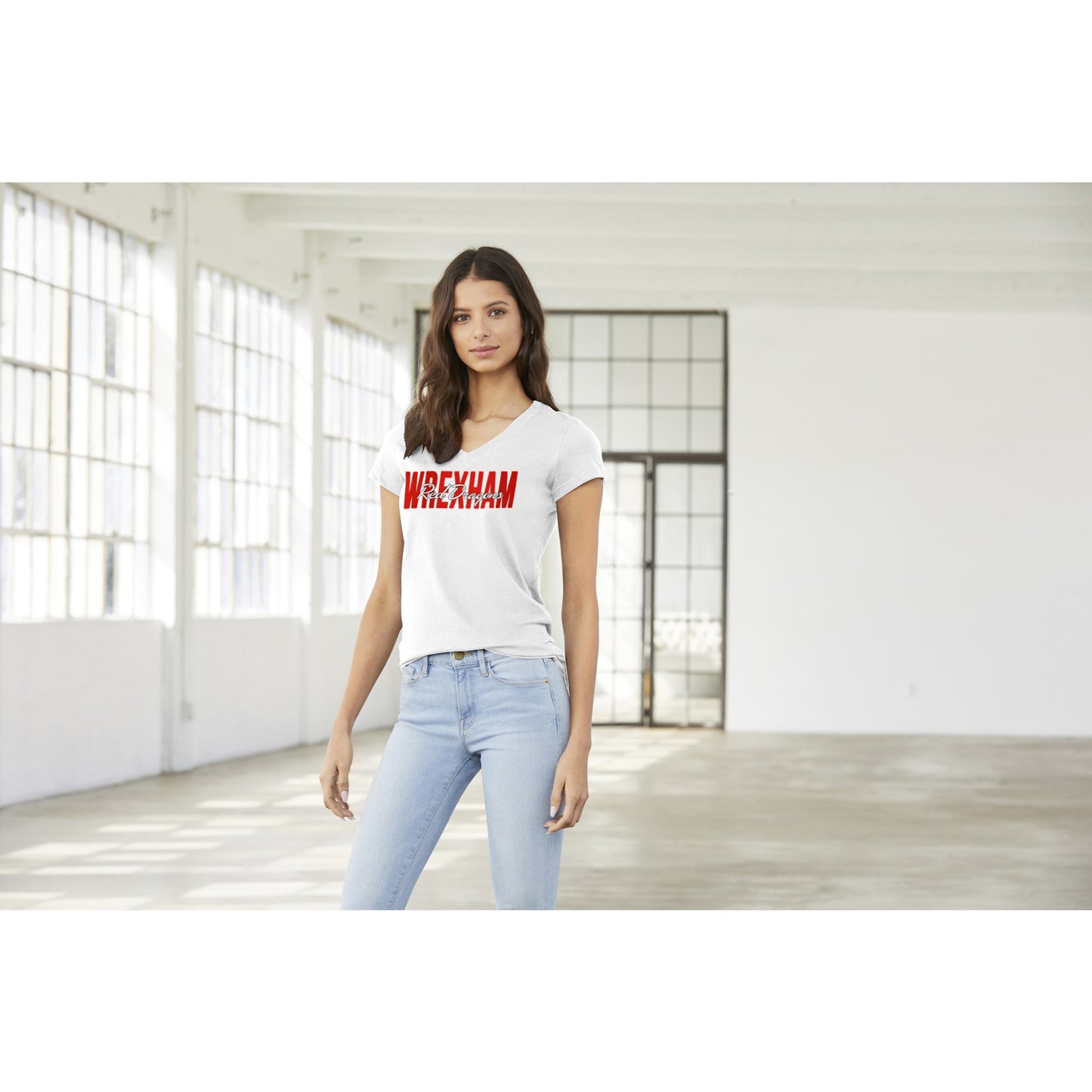 Wrexham Red Dragons Premium Womens V-Neck T-shirt