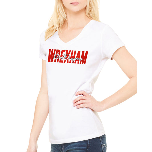Wrexham Red Dragons Premium Womens V-Neck T-shirt